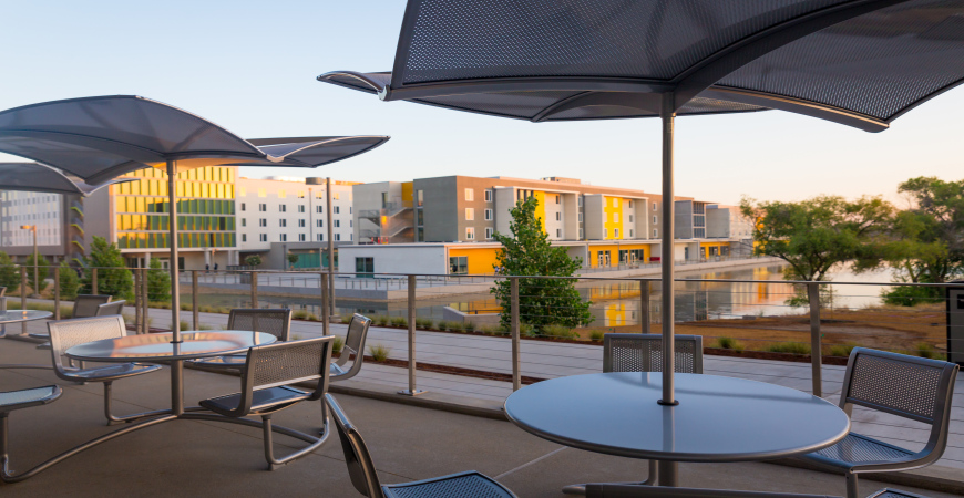 View from the Pavilion of Academic Walk and Little Lake